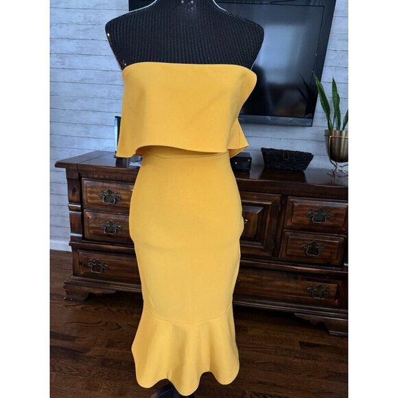 Likely Golden Conrad Strapless Sheath Yellow Dress Womens Size 0 - Picture 3 of 7
